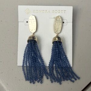 Kendra Scott Marin Blue Beaded Tassel Drop Earrings